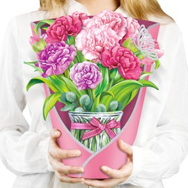 Airpark Pop Up Flower Cards, Beloved Carnation, 12inch Forever Flower Bouquet 3D Popup Greeting Cards with Note Card & Envelope for Birthday, Thank You Cards for Her Lover Friends