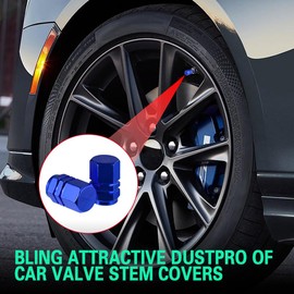 Kutyun 8PCS Car Tire Valve Caps, Tire Stem Caps, Car Tire Valve Stem Caps, Dustproof Aluminum Alloy Valve Stem Covers, Car Accessories Universal for Most Cars (Blue, 8PCS)