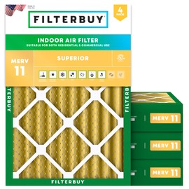 Filterbuy 22.25x25x4 Air Filter MERV 11 Allergen Defense (4-Pack), Pleated HVAC AC Furnace Air Filters Replacement (Actual Size: 22.25 x 25.00 x 3.63 Inches)