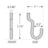 Azar Displays 700022 Metal J-Hook for Pegboard or Slatwall