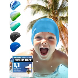 KIDVERSE Swimming Cap Children 6-9 Years - Swimming Cap Children with Non-Slip Nubs for Maximum UV Protection Swimming Cap Children Extra Tear-Resistant & Waterproof - Swimming Cap Children - Light