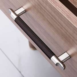 TRUSTMI 10 Pack Cabinet Pulls 6-1/4 Inch Hole Center Drawer Pulls Solid Metal Knurled Diamond Pattern Bathroom Kitchen Cupboard Hardware Handles, Bronze and Brushed Nickel