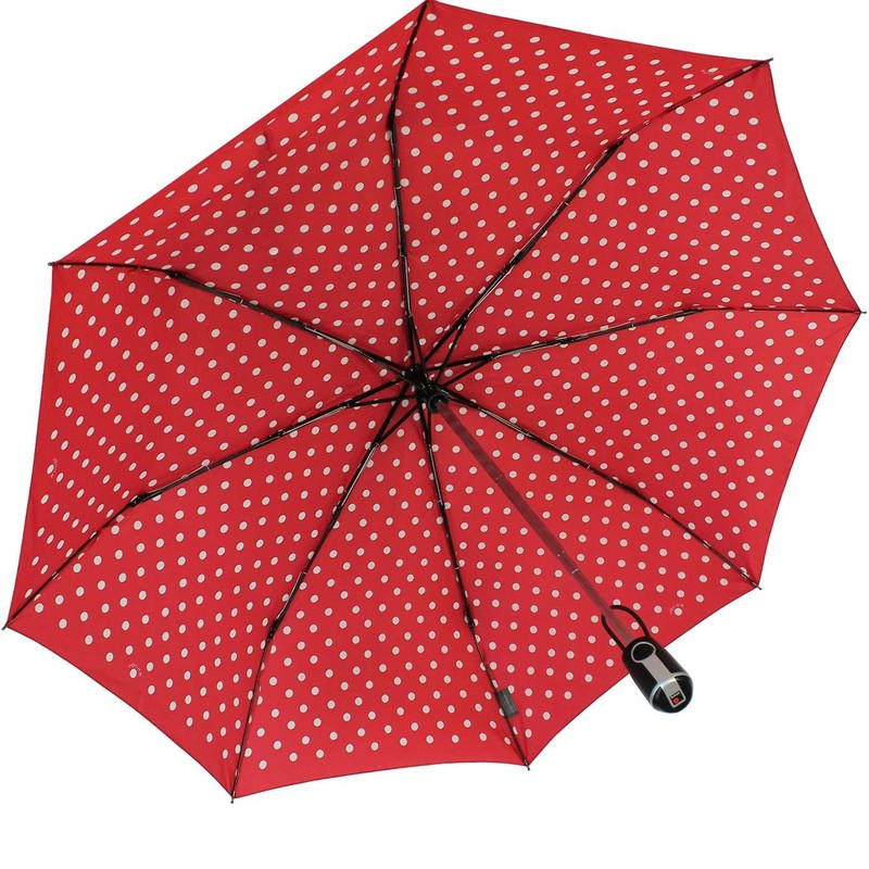 Knirps Regenschirm Taschenschirm Large Duomatic Polka Dots - red-White