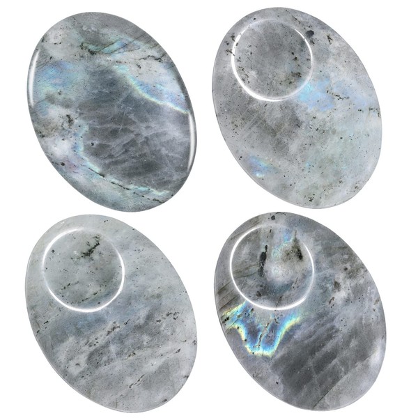 SUNYIK Oval Polished Crystal Thumb Worry Stones, Pocket Palm Healing Stone for Anxiety and Stress Relief Pack of 4, Labradorite