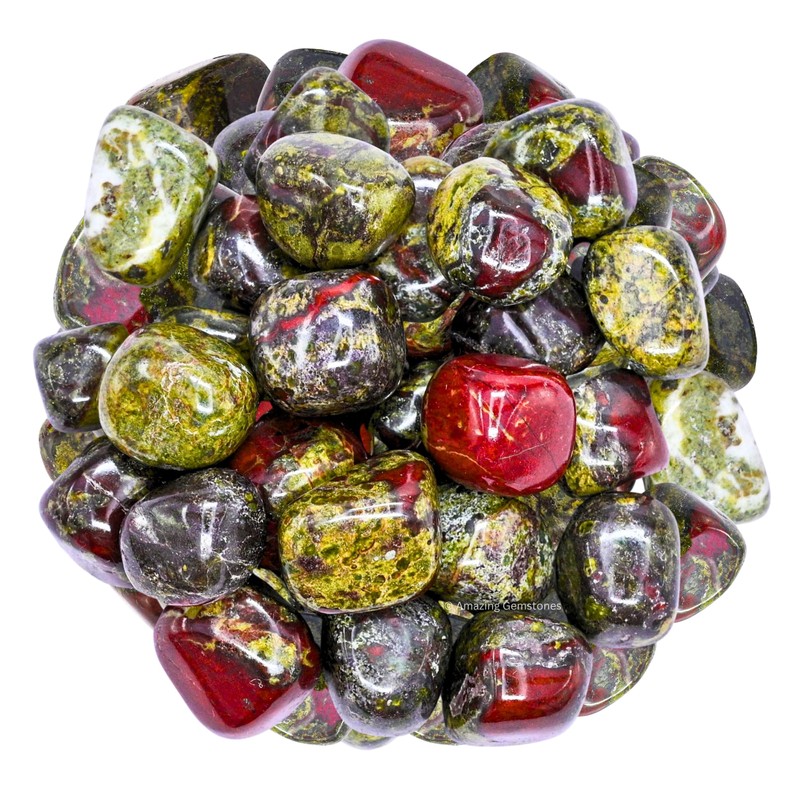 1 oz Dragon Bloodstone Crystal Tumbled Stones Polished Rocks -
