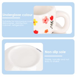 DODAMOUR Ceramic Coffee Cup and Saucer Set, Handmade Pottery Tea Cup with White Cloud Pattern, Small Giftable Underglaze Tableware for Espresso, Latte, Milk, or Tea (White)