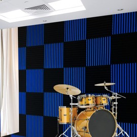 52 Pack Black blue 1" x 12" x 12" Acoustic Wedge Studio Foam Sound Absorption Wall Panels