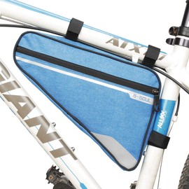 VOANZO Bike Storage Frame Bag, Waterproof Bicycle Triangle Bag Big Capacity Saddle Bag for Road Mountain Cycling 290 x 200 x 50 mm (Blue)