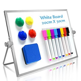 OWill Dry Erase White Board, 8â X 12â Small Whiteboard with Stand, Mini Whiteboard A4 Magnetic Desktop Board & Portable Double-Sided White Board Easel for Kids Drawing in School & Home