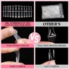 AIMEILI Pack of 432 Fake Nails Transparent 12 Sizes Artificial