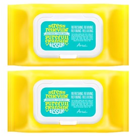 Arial Stress Relieving Purefull Cleansing Tissue, 80 sheets, 2 pcs / 아리얼 스트레스 릴리빙 퓨어풀 클렌징 티슈, 80매입, 2개