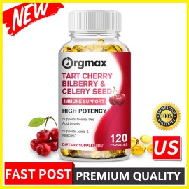 Orgmax 120pcs Strength Tart Cherry Extract 1000mg Plus Celery Seed and Bilberry Extract