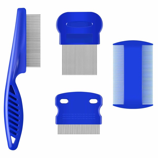 Brillirare 4 Pieces Flea Lice Comb Stainless Steel Dog Cat