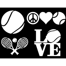 Sports Decal 4 Pack: Tennis - Assorted Decals (White)