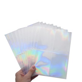 Carpeta de 6 agujeros de PVC transparente con holograma y bolsillos de hojas sueltas para archivar documentos, carpetas de documentos, protectores de hojas de papel para 6 anillos, cuaderno de