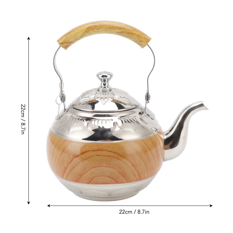Tea Pot 1L Stainless Steel Thickened Strong Corrosion Resistant Silver