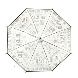 Time Concept Happy Clear Umbrella - Word Black - Pop-Up Stick Canopy, Sun/Rain Travel Protection