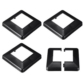 sourcing map Post Skirt, 4pcs 100x100mm/3.94x3.94" Plastic Split Style Post Base Cover Trim Skirt for Fence Stair Handrail Railing Porch