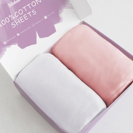 Next To Me Crib Sheets 83x50cm, 2 Pack of 100% Jersey Knit Cotton Crib Sheets Fitted, Compatible with Chicco Next to Me Crib & Tutti Bambini CoZee Co-sleeper, White & Pink