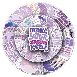 50Pcs Purple Reminders Motivational Stickers, Inspirational Cartoon Laptop Stickers, Positive Waterproof Journal Sticker, Affirmation Sticker for Scrapbook, Water Bottles, Laptops