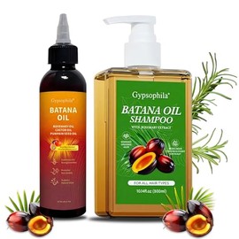 Juego de Champú y Acondicionador para el Crecimiento del Cabello con Aceite de Batana y Romero - Fórmula con Biotina para Cabello Fino, Libre de