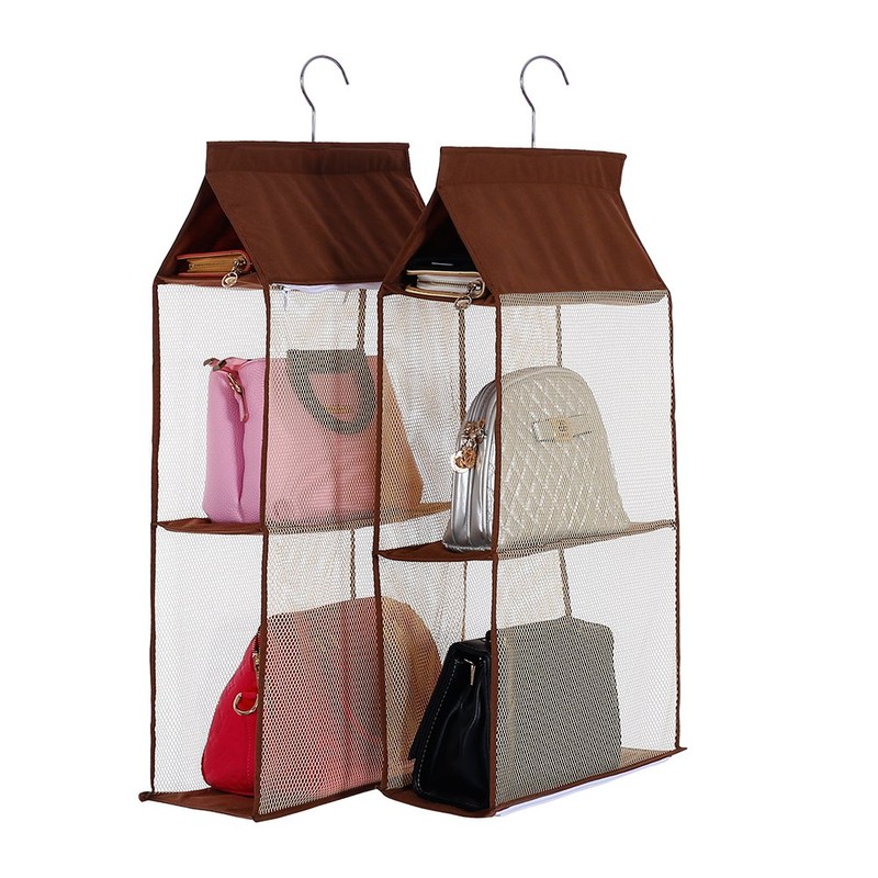 Detachable 4 Big Compartment Pouch Hanging Handbag Organizer Clear Purse