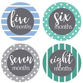 Monthly Baby Stickers, Boy Monthly Stickers, Milestone Stickers, Mint and Blue, Baby Shower Gift, new baby gift