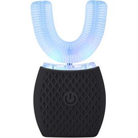 Automatic 360 Sonic Toothbrush, Waterproof Rechargeable Portable Electric Ultrasonic, Teeth Whitening Brush for Travel and Household (Black)