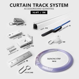 16.4ft Ceiling Curtain Track for Room Divider, Heavy-Duty Curtain Track, Ceiling Mount Curtain Rail Set with Roller Hooks for Home, Office