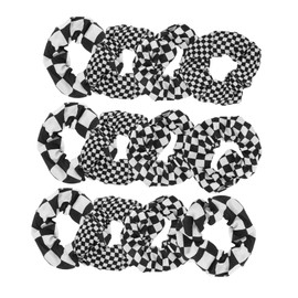 FRCOLOR 12pcs Checkered Hair Ties for Women Soft Elastic Scrunchies Black White Plaid Patterns Gentle Hold Ponytail Accessories for Daily Styling and Hair Protection