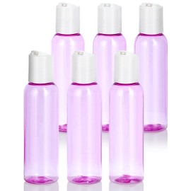 JUVITUS 2 oz Pink Cosmo Round PET (BPA Free) Plastic Bottle (6 Pack, White Disc Cap)