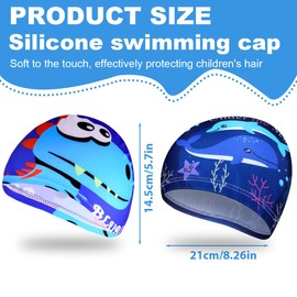 HAZMA Pack of 2 Children's Swimming Caps, Cartoon Pattern Swimming Cap Fabric, Swimming Cap Children Boys / Girls for 4-12 Years, Swimming Cap Children (C)
