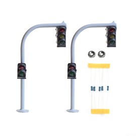 2PCS Model Railroad Train Signals, 3-Lights Block Signal HO Scale Green-Yellow-Red Traffic Lights For Train Layout