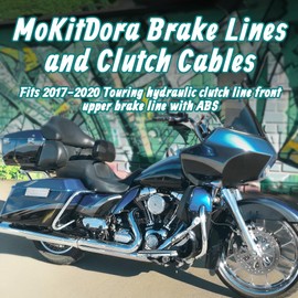 MoKitDora 16" Handlebar Cable Kit Hydraulic Clutch & Upper Brake Lines for Harley Touring 2017-2020 Street Glide FLHX Electra Glide FLHT w/ABS, Black