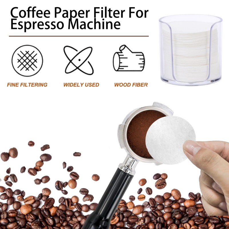 ELESTAB 54mm Espresso Paper Filters, 300pcs Disposable Espresso Puck Paper
