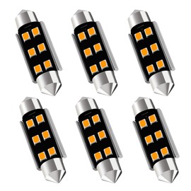 AUXLIGHT 211-2 212-2 578 569 214-2 41MM 1.61”Festoon Canbus Error Free LED Interior Light Bulbs Amber Yellow, Super Bright 6SMD Chips for Dome Map Door Courtesy License Plate Lights (Pack of 6)