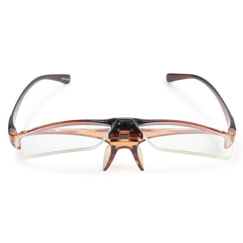 パール 跳ね上げ 老眼鏡 リーディンググラス ブルーライトカット CSTADO スクエア ブラウン +1.0 度数