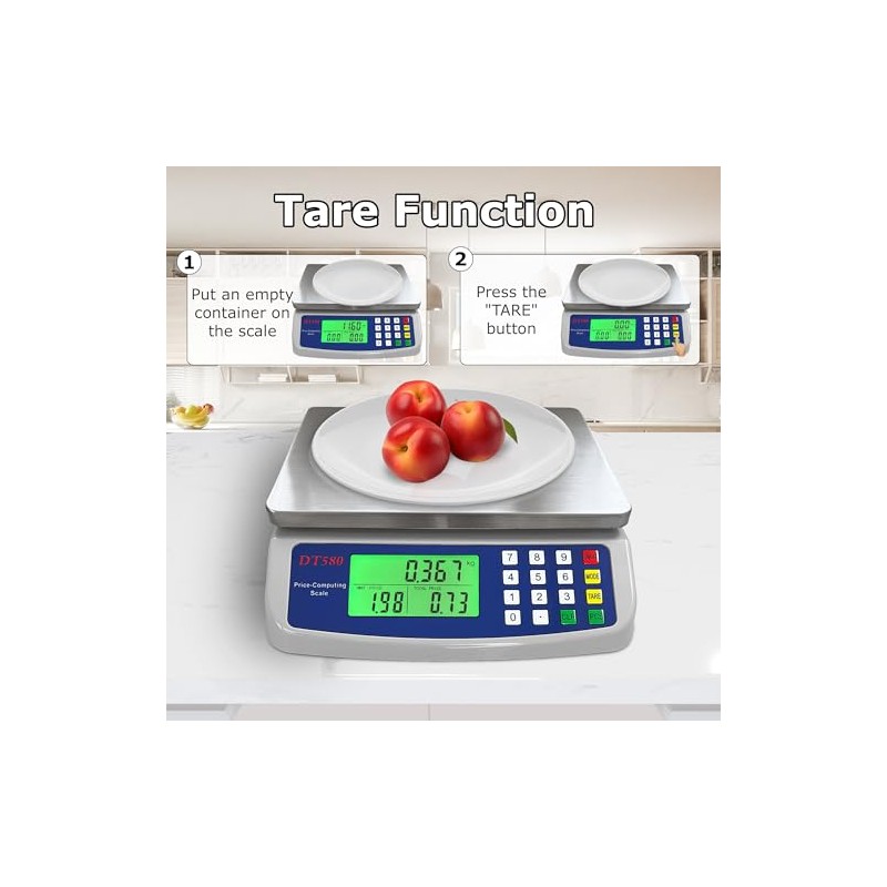 Large Digital Kitchen Scale 40kg/88lb Stainless Steel Price Computing Scale