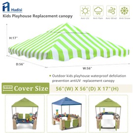 Outdoor Kids Playhouse Replacement Canopy,Replacement Top Cover Suitable for Step2 Playhouse and Other Kids' Playhouse of The Same Size. (Green 56" W x 56" D x 17" H)