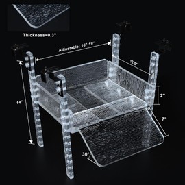 SIKGFPN Adjustable Turtle Basking Platform, 16-19 Inch Wide, Slip-Resistant Ramp, Acrylic, Transparent, Ideal for Turtle Tank Accessories