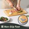 Bamboo Cutting Board Set Non Slip Feet with Holder Over