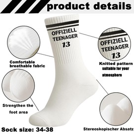 Snyvpra Geschenk Junge 13 Jahre Offiziell Teenager Lustige Socken 34-38 13. Geburtstag Geschenke für 13 jährige Jungs Geburtstagsgeschenk für Jungen zum 13. Geburtstag