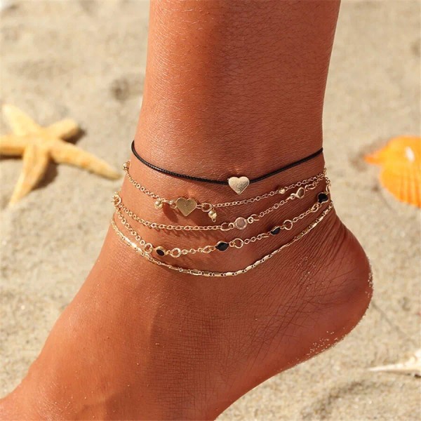 Unbranded Summer New Bohemian Ladies Anklet Beach Seaside Multi-Layer Love