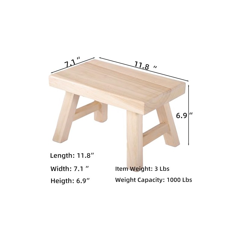 Wooden Step Stool fo Kids Handcrafted Solid Wood Stool with