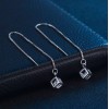Unbranded 925 Silver Plated Square CZ Ear Chain Thread Pull
