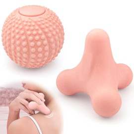 xianzhanEU Set of 2 trigger point pusher set, fascia ball for feet, back fascia ball, massage balls, trigger dinger, for massage of shoulders, neck, feet and hands (pink)