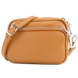 modamoda de - T231 Italian Leather Shoulder Bag Small, camel