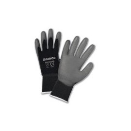 Gray Premium Polyurethane Palm Coated Work Gloves With 15 Gauge Nylon Liner