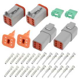 ECSiNG Set of 2 6-Pin Waterproof Electrical Connection Kit DT04-6P DT06-6S Compatible with German Compatible with DT Series 6P Automotive Sealed Plug