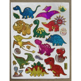 Dinosaur Jurassic Dinosaurs Coloured 20-Piece Sticker 1 Sheet 135 mm x 100 mm Sticker Craft Party Metallic Look